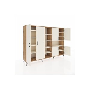 Hyperion Dolap 13 Raflı 6 Kapaklı 220x44x163 Çam-aytaşı