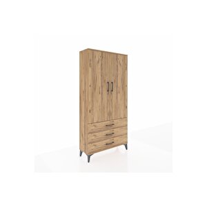 Arges Dolap 3 Raflı 3 Çekmeceli 2 Kapaklı 88x30x182 Çam-çam