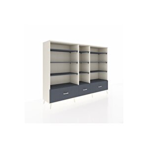 Hyperion Dolap 12 Raflı 3 Çekmeceli  220x44x163 Aytaşı-antrasit