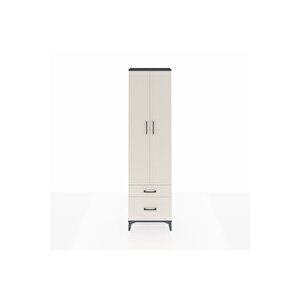 Arges Dolap 4 Raflı 2 Çekmeceli 2 Kapaklı 60x30x221 Antrasit-aytaşı