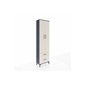 Arges Dolap 4 Raflı 2 Çekmeceli 2 Kapaklı 60x30x221 Antrasit-aytaşı