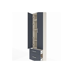 Arges Dolap 4 Raflı 2 Çekmeceli 2 Kapaklı 60x30x221 Aytaşı-antrasit