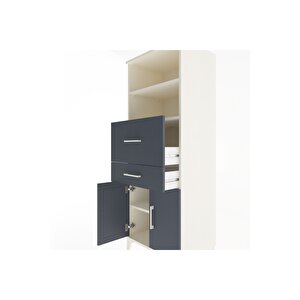 Hyperion Dolap 3 Raflı 2 Çekmeceli 2 Kapaklı 60x44x163 Aytaşı-antrasit