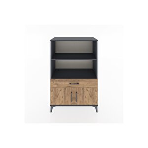 Hyperion Dolap 2 Raflı Tek Çekmeceli 2 Kapaklı 88x44x134 Antrasit-çam