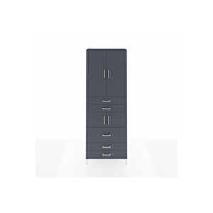 Arges Dolap 4 Raflı 5 Çekmeceli 4 Kapaklı 88x30x243 Antrasit-antrasit
