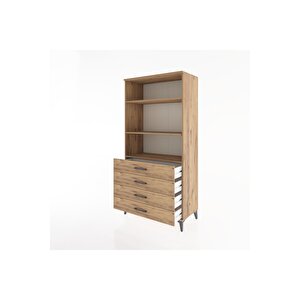 Hyperion Dolap 3 Raflı 4 Çekmeceli 88x44x182 Çam-çam