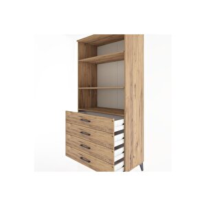Hyperion Dolap 3 Raflı 4 Çekmeceli 88x44x182 Çam-çam