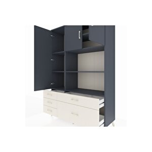 Hyperion Dolap 7 Raflı 5 Çekmeceli 3 Kapaklı 132x44x195 Antrasit-antrasit/aytaşı