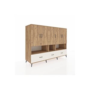 Kronos Dolap 12 Raflı 3 Çekmeceli 5 Kapaklı 220x59x163 Çam-çam/aytaşı