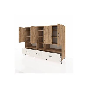 Kronos Dolap 12 Raflı 3 Çekmeceli 5 Kapaklı 220x59x163 Çam-çam/aytaşı