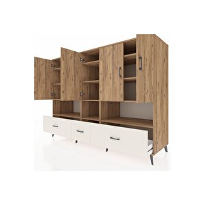 Kronos Dolap 12 Raflı 3 Çekmeceli 5 Kapaklı 220x59x163 Çam-çam/aytaşı