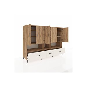 Kronos Dolap 12 Raflı 3 Çekmeceli 5 Kapaklı 220x59x163 Çam-çam/aytaşı