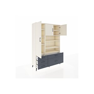 Hyperion Dolap 9 Raflı 5 Çekmeceli 3 Kapaklı 132x44x195 Aytaşı-aytaşı/antrasit