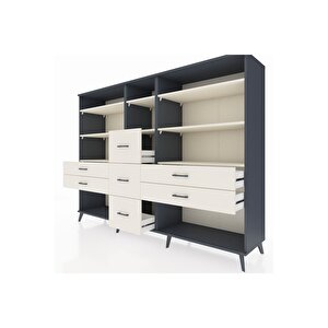 Hyperion Dolap 8 Raflı 7 Çekmeceli  220x44x163 Antrasit-aytaşı