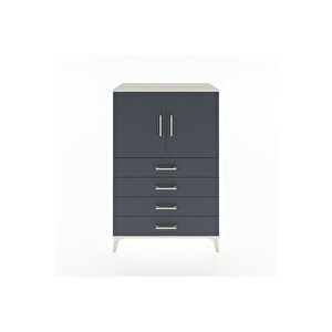 Hyperion Dolap 2 Raflı 4 Çekmeceli 2 Kapaklı 88x44x134 Aytaşı-antrasit