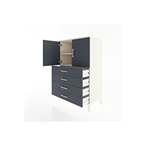 Hyperion Dolap 2 Raflı 4 Çekmeceli 2 Kapaklı 88x44x134 Aytaşı-antrasit