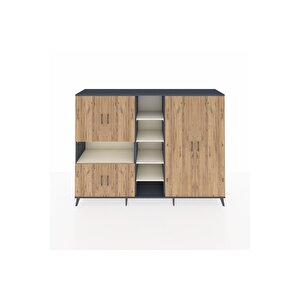 Hyperion Dolap 13 Raflı 6 Kapaklı 220x44x163 Antrasit-çam/aytaşı