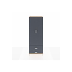 Arges Dolap 4 Raflı 2 Çekmeceli 2 Kapaklı 88x30x243 Çam-antrasit