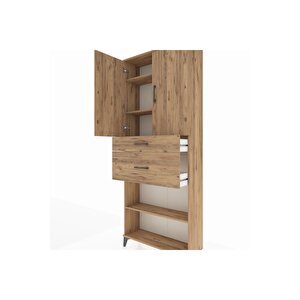 Arges Dolap 4 Raflı 2 Çekmeceli 2 Kapaklı 88x30x221 Çam-çam
