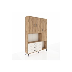 Arges Dolap 6 Raflı 3 Çekmeceli 3 Kapaklı 132x30x195 Çam-çam/aytaşı
