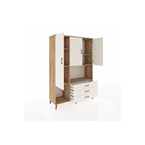 Hyperion Gardrop 6 Raflı 3 Çekmeceli 3 Kapaklı 132x44x195 Çam-aytaşı