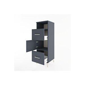 Hyperion Dolap 2 Raflı 2 Çekmeceli Tek Kapaklı 44x44x134 Antrasit-antrasit