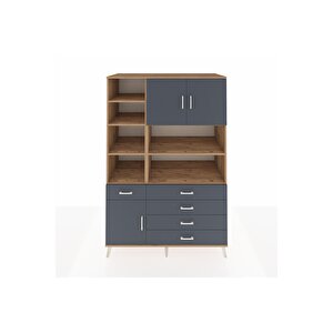 Kronos Dolap 9 Raflı 5 Çekmeceli 3 Kapaklı 132x59x195 Çam-antrasit/antrasit