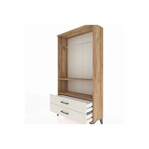 Arges Dolap 2 Raflı 2 Çekmeceli Tek Askılı 88x30x163 Çam-aytaşı
