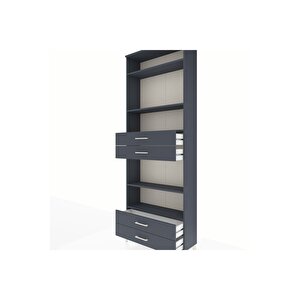 Arges Dolap 5 Raflı 4 Çekmeceli 88x30x243 Antrasit-antrasit