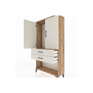 Arges Dolap Tek Raflı 2 Çekmeceli Tek Askılı 88x30x163 Çam-aytaşı