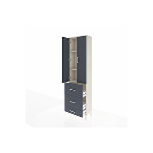 Arges Dolap 3 Raflı 3 Çekmeceli 2 Kapaklı 60x30x221 Aytaşı-antrasit