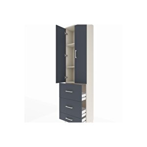 Arges Dolap 3 Raflı 3 Çekmeceli 2 Kapaklı 60x30x221 Aytaşı-antrasit