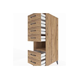 Kronos Dolap Tek Raflı 6 Çekmeceli 44x59x134 Çam-çam