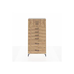 Arges Dolap Tek Raflı 6 Çekmeceli 2 Kapaklı 88x30x182 Aytaşı-çam