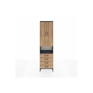 Arges Dolap 4 Raflı 4 Çekmeceli 2 Kapaklı 60x30x221 Antrasit-çam