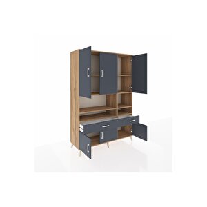 Hyperion Gardrop 8 Raflı 2 Çekmeceli 6 Kapaklı 132x44x195 Çam-antrasit