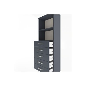 Arges Dolap 2 Raflı 5 Çekmeceli 60x30x163 Antrasit-antrasit