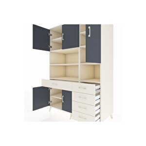 Kronos Dolap 9 Raflı 5 Çekmeceli 5 Kapaklı 132x59x195 Aytaşı-antrasit/aytaşı