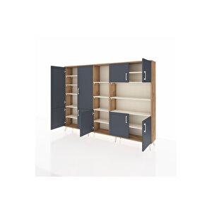 Arges Dolap 14 Raflı 9 Kapaklı 220x30x163 Çam-antrasit/aytaşı