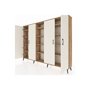Arges Dolap 12 Raflı 4 Kapaklı 220x30x163 Çam-aytaşı/çam