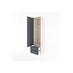 Hyperion Dolap Tek Raflı 2 Çekmeceli Tek Askılı 44x44x182 Aytaşı-antrasit
