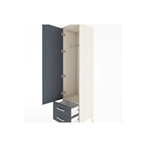 Hyperion Dolap Tek Raflı 2 Çekmeceli Tek Askılı 44x44x182 Aytaşı-antrasit