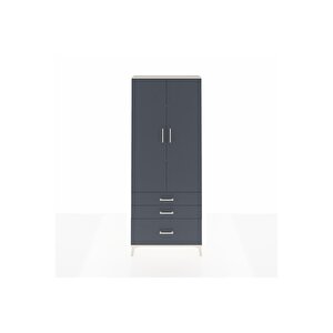 Arges Dolap 3 Raflı 3 Çekmeceli 2 Kapaklı 88x30x221 Aytaşı-antrasit