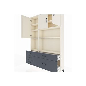 Arges Dolap 8 Raflı 5 Çekmeceli 3 Kapaklı 132x30x195 Aytaşı-aytaşı/antrasit