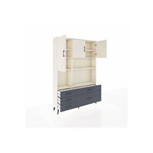 Arges Dolap 8 Raflı 5 Çekmeceli 3 Kapaklı 132x30x195 Aytaşı-aytaşı/antrasit