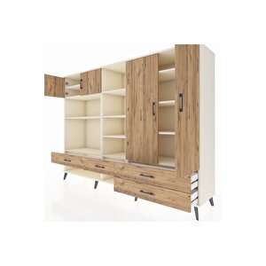 Hyperion Dolap 12 Raflı 4 Çekmeceli 4 Kapaklı 220x44x163 Aytaşı-çam