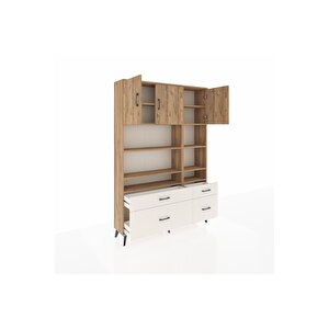 Arges Dolap 10 Raflı 4 Çekmeceli 3 Kapaklı 132x30x195 Çam-çam/aytaşı