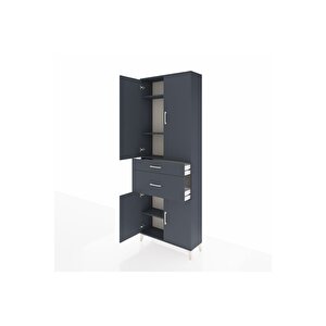 Arges Dolap 4 Raflı 2 Çekmeceli 4 Kapaklı 88x30x243 Antrasit-antrasit
