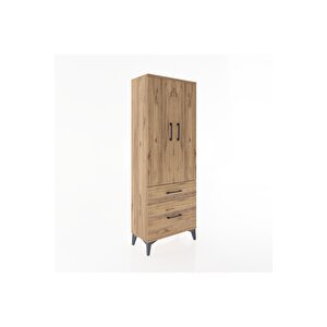 Arges Dolap 3 Raflı 2 Çekmeceli 2 Kapaklı 60x30x163 Çam-çam
