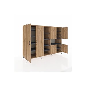 Kronos Dolap 13 Raflı 6 Kapaklı 220x59x163 Çam-çam/antrasit